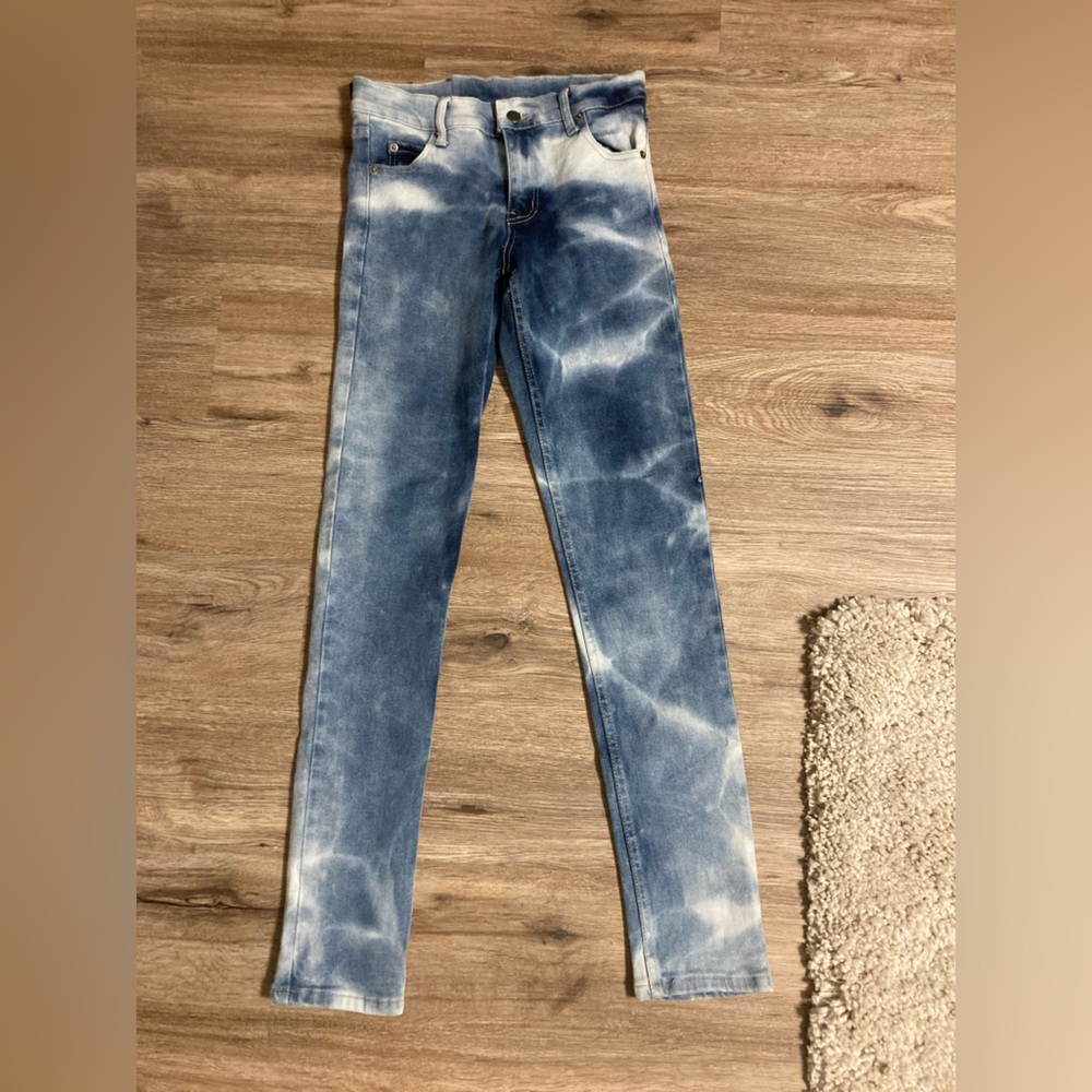 Cheap Monday Bonjour Flame Tie Dye Blue Denim Jeans NWT - Picture 6 of 16
